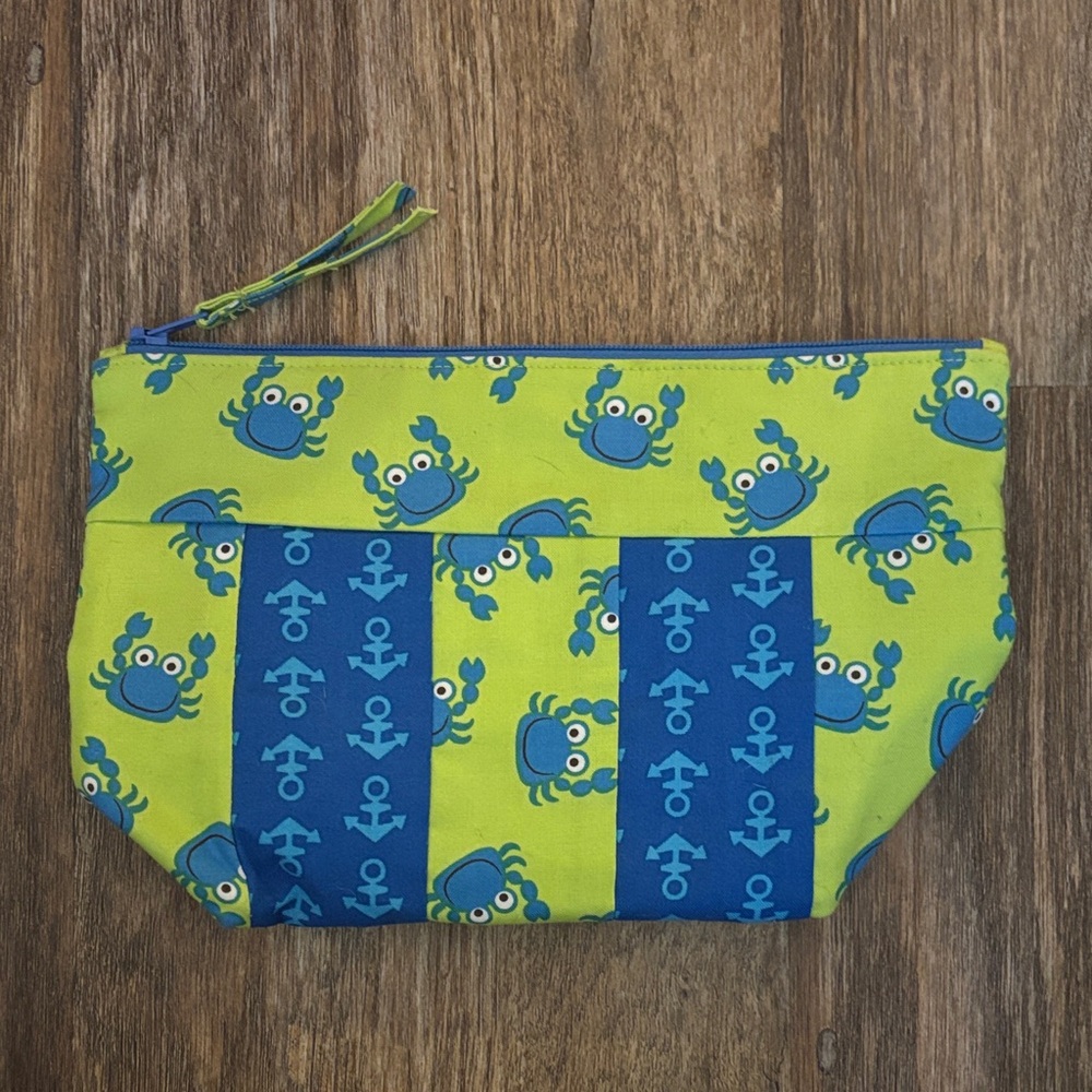 Blue and Green Crab Print Pouch